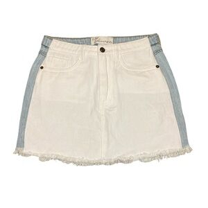 White and blue denim skirt